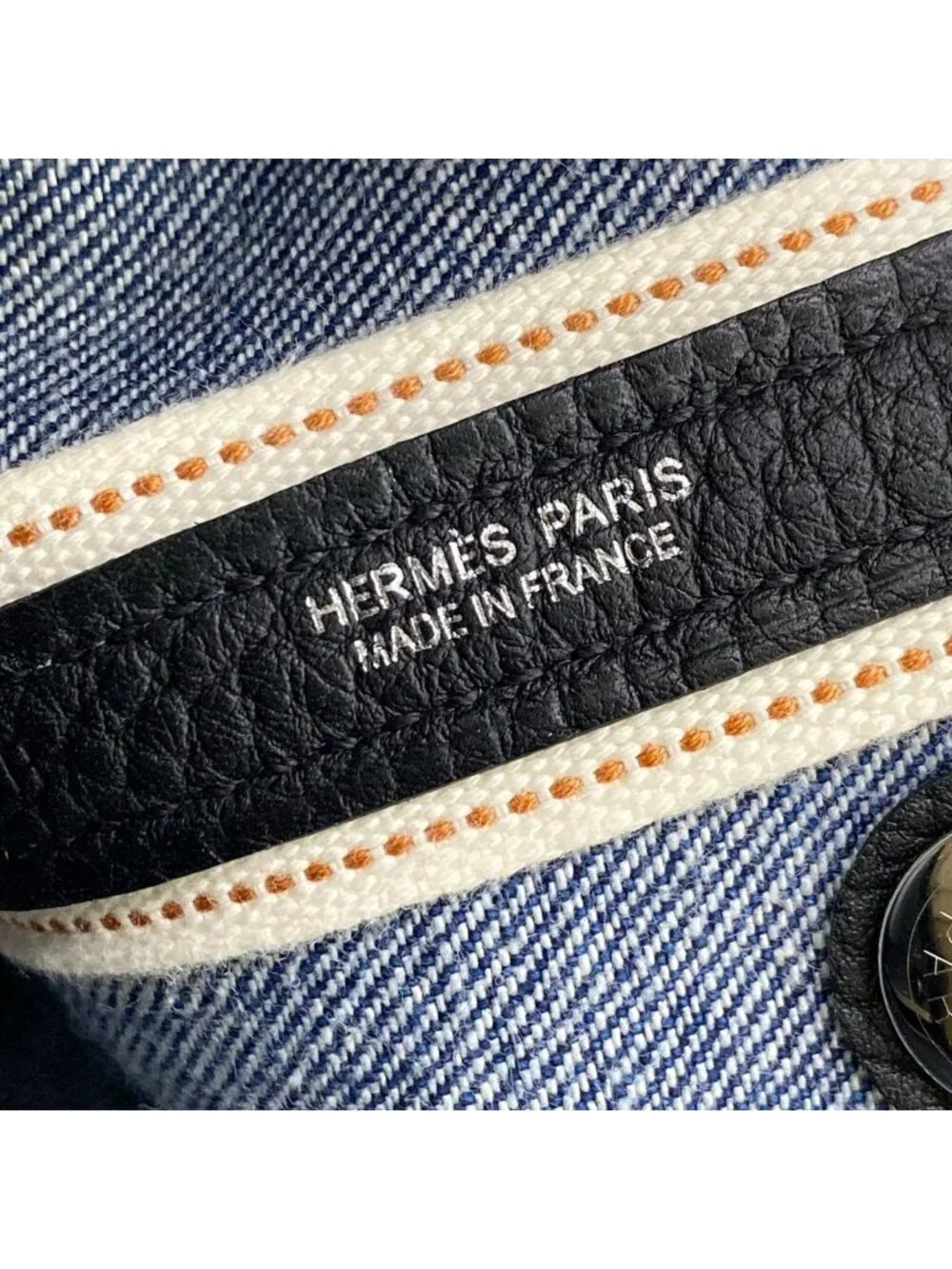 Hermes Tote Bag Neo Garden Party 23 Denim Moian Black Silver